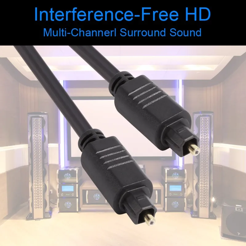High Quality Better Clarity Digital Signal Fiber Optical Audio Toslink Male to Male Cable 6 Feet (1.8 Meters) Gold Plated - ANKUX.COM
