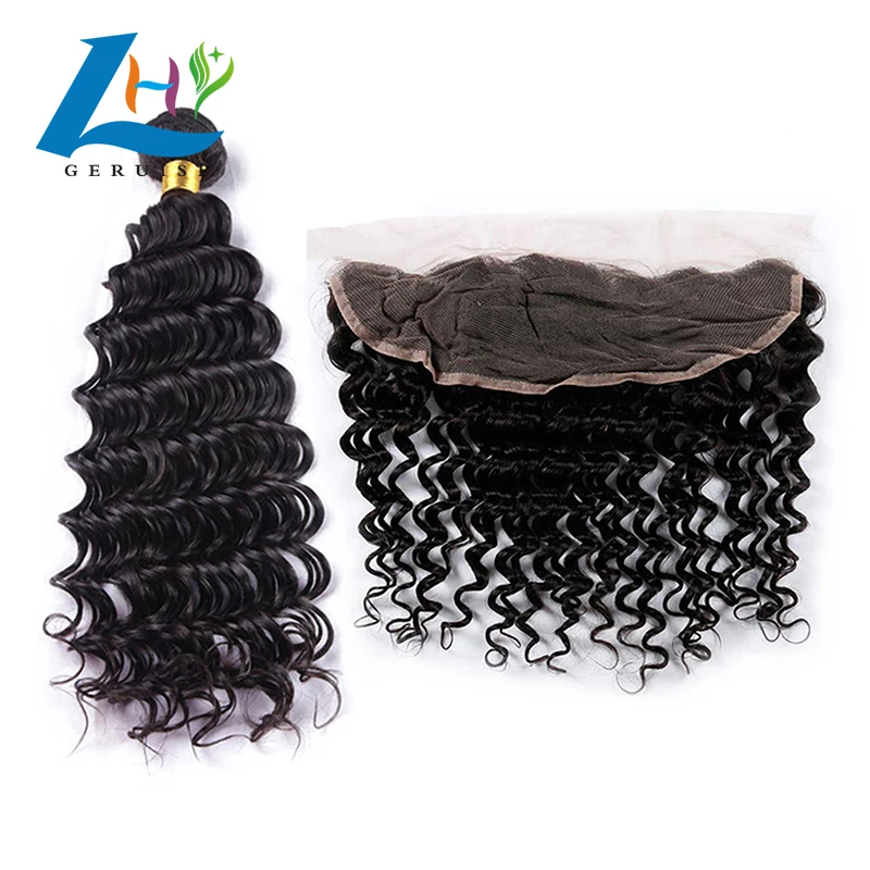 Wholesale price 13x4 frontal closure hair top grade virgin mink Brazilian deep wave human hair ear to ear swiss lace frontal