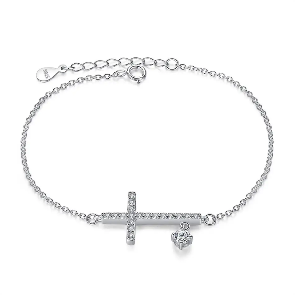Luxury Design CZ Pendant Cross Charm Bracelet 925 Sterling Silver Bracelet For Women Jewelry Gift
Luxury Design CZ Pendant Cross Charm Bracelet 925 Sterling Silver Bracelet For Women Jewelry Gift