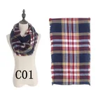 D1172 Hot Sale Women Winter Oversized Cashmere Pashmina Infinity Grid Shawl Plaid Blanket Scarf