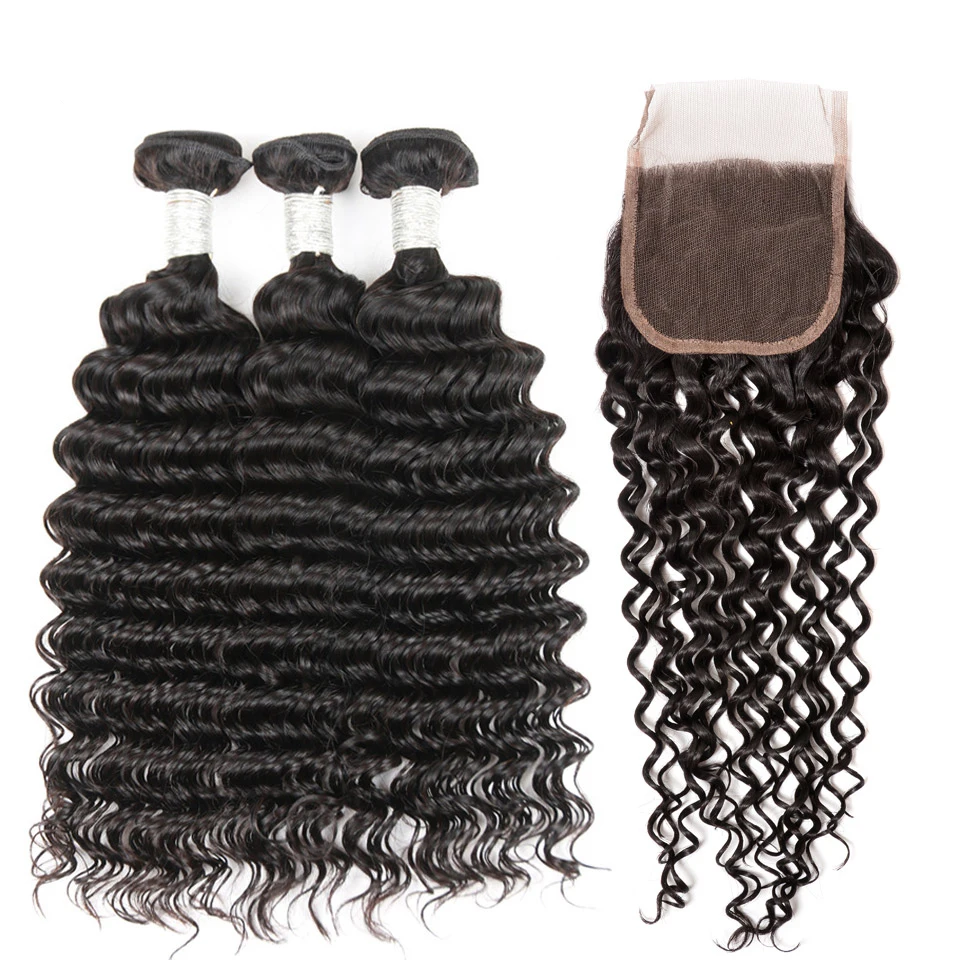 Brazilian Virgin Human Hair Extensions Weave deep wave Bundles with closure selling in one bag free shipping
Brazilian Virgin Human Hair Extensions Weave deep wave Bundles with closure selling in one bag free shipping