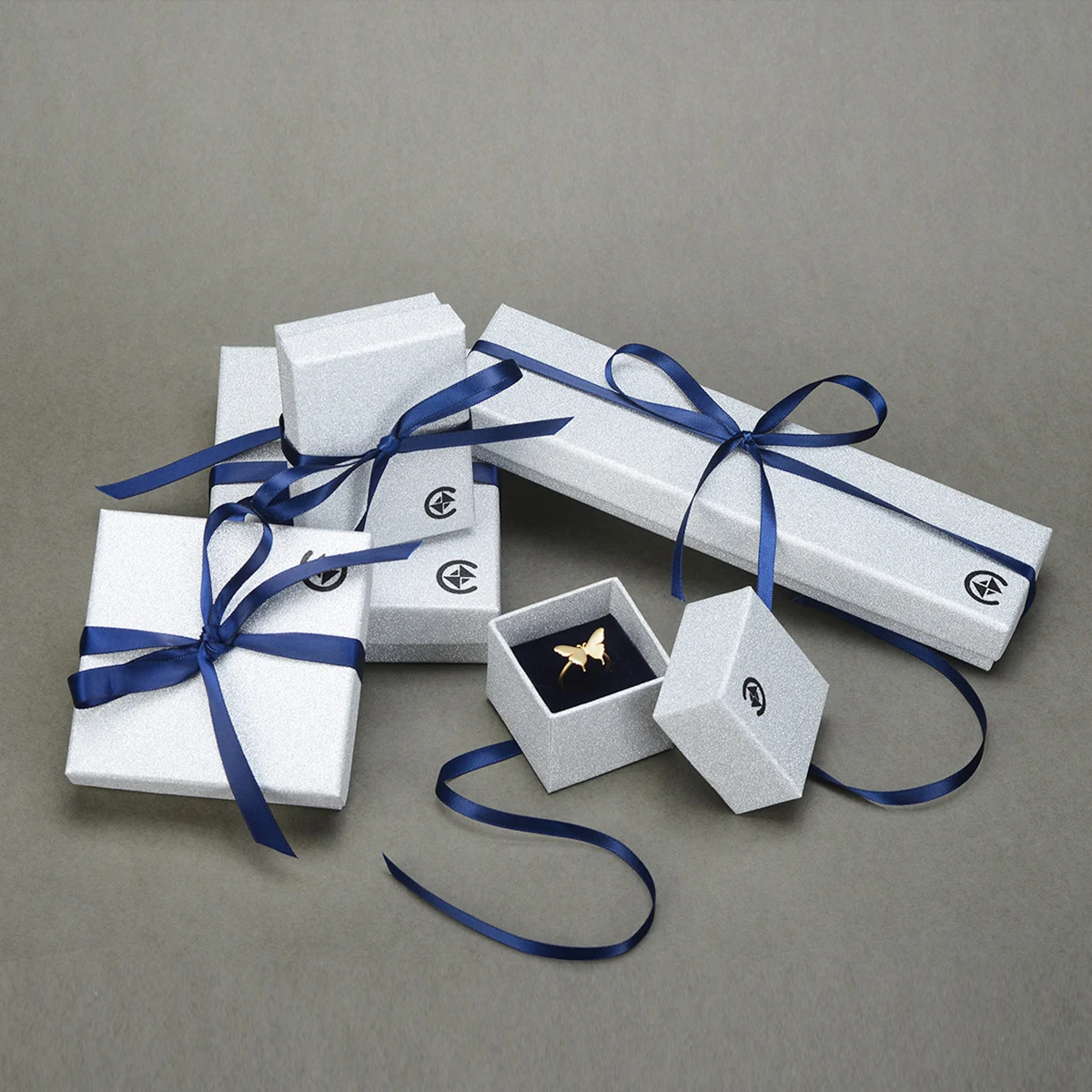 fashion festival beautiful design with ribbon paper box for ring