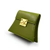 Ladies Green PU Leather Shoulder Bag Evening Clutch Purse Crossbody Bag with Metal Chain Strap