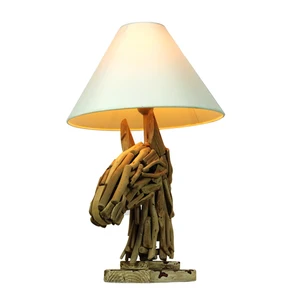 modern home decor natural drif wood horse table lamp