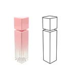 Custom 3ml 6ml 10ml 15ml Empty Square Lip Gloss Bottle , Pink Plastic Lip Gloss Tube With Brush