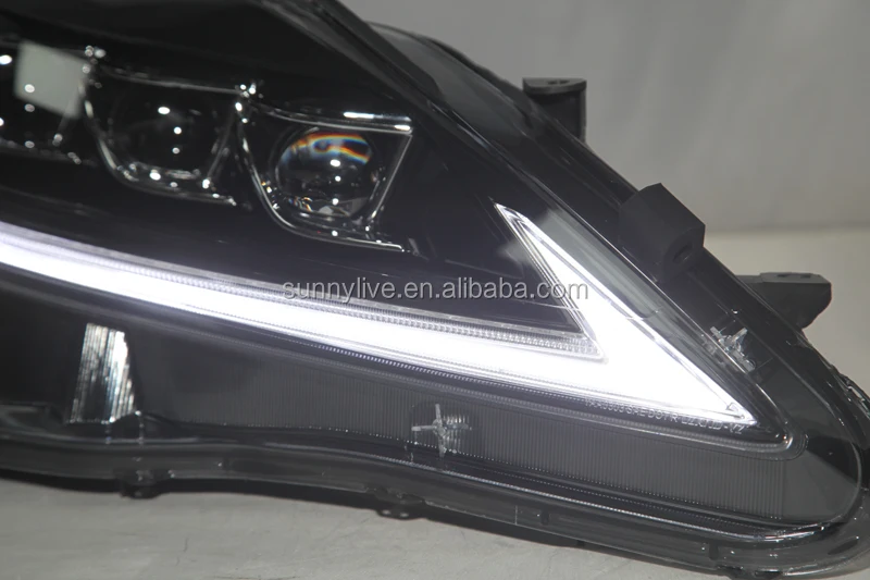 LED Head Lamps with Projector Lens 2006-2012 Year Black Housing FOR Lexus IS250 YZ