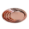 Custom Design Hotel Decorative Food Serving Tray Plate Round Stainless Steel Rose Gold Tray