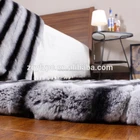 Factory high quality dyed Black and white rex rabbit fur plate/ Chinchilla Pattern