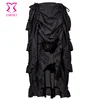 Black Fluffy Asymmetrical Ruffles Lace Up Victorian Steampunk Skirt Long Gothic Skirts For Women Matching Corsets And Bustiers