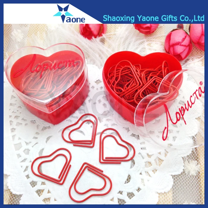 decorative best gifts custom shaped metal red heart paper clip