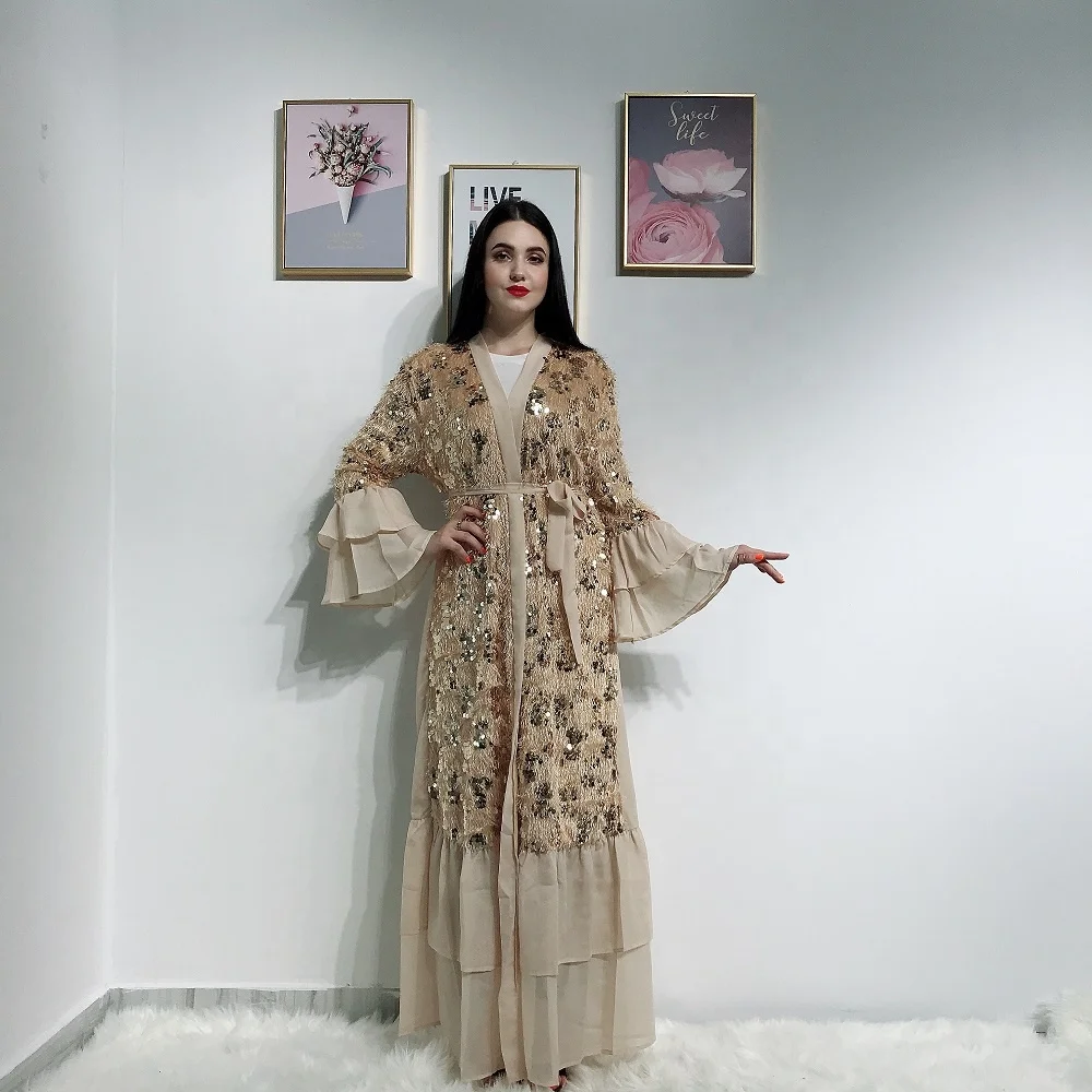 Wholesale high quality new arrival luxury sequins abaya holiday islamic dubai open abaya 2019, Beige;navy;wine red;black
Wholesale high quality new arrival luxury sequins abaya holiday islamic dubai open abaya 2019, Beige;navy;wine red;black