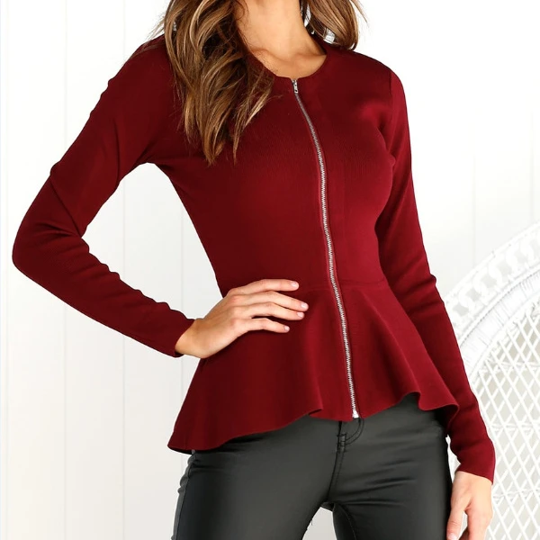 Wholesale Women's Clothing O Neck Long Sleeves Slim Short Coat With Zippers, 4 colors
Wholesale Women's Clothing O Neck Long Sleeves Slim Short Coat With Zippers, 4 colors