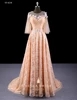 Elegant A line mother of the bride dresses half sleeve wedding party long dresses champagne gold lace evening dress party gown