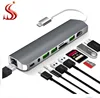 9 in 1 Combo USB3.1 Type C HUB with HDMI 4K + USB C Charging port+ RJ45 + USB3.0 + USB3.0 Micro SD audio card+TransFlash drive