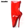 18 cm Super High Spike Heel Sexy Fetish Red Pvc Transparent Mid-Calf Zip Up Ladies Ankle Ballet Boots