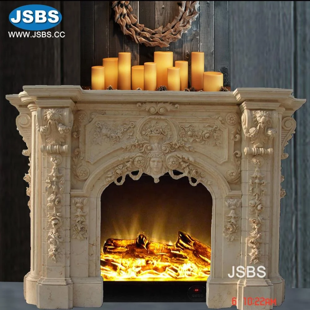Custom Interior Round Animal Marble Fireplace Insert For Sale