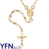 Fashionable 14K Gold Filled Rosary Beads Modern Virgin Mary Cross Necklace
