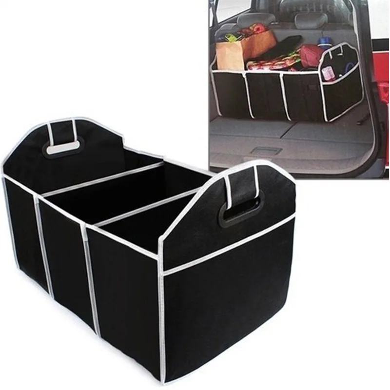 Non Woven Foldable 3 Compartments Car Trunk Organizer Toolbox Food Storage Bags Foldable Car Auto Trunk Organizer
