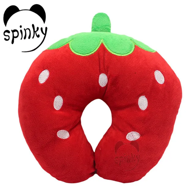 new strawberry design soft cotton fruit u shaped car neck pillow