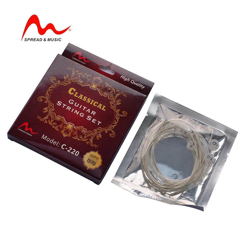 Classical guitar high quality nylon string silver-plated C-320 with paper box,guitar accessories
Classical guitar high quality nylon string silver-plated C-320 with paper box,guitar accessories