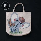 wholesale fabric foldable animal pattern elephant design jacquard cloth reusable grocery shopping bag