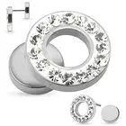 Surgical Steel Crystal Jewelled Gauge Earring