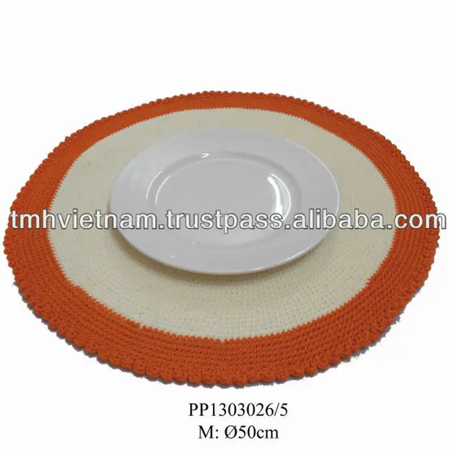 hot orange color pp crochet place mat