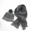 Men Gray Chunky Knit Hat Scarf Wholesale