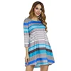 Explosive Tops Striped Print Extension Development Section Sexy Women Dresses Casual