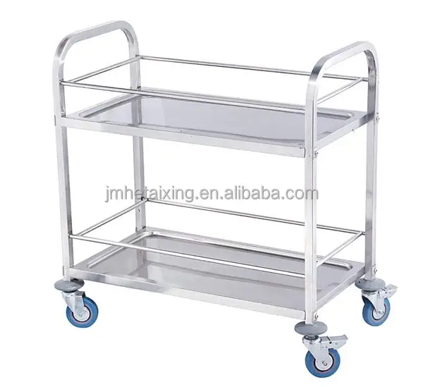 Commercial stainless steel food serving trolley cart