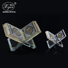 Wholesale high quality islamic decoration crystal gifts crystal quran cube with light base