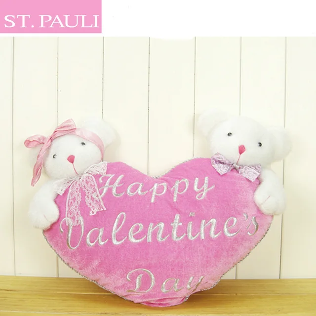 velvet pink heart shape pillow valentine day decoration for