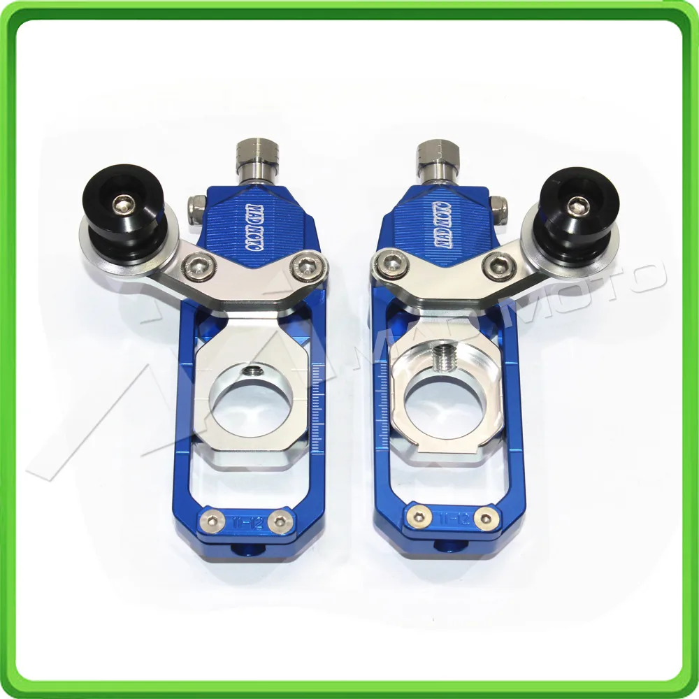Motorcycle Chain Tensioner Adjuster with bobbins kit for Kawasaki Ninja ZX6R ZX-6R 2005 2006 2007 2008 2009 2010 2011 2012 Blue&Silver (1)