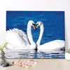 CHENISTORY DZ1564 Paint By Numbers Diy Happy White Swan With Wood Frame