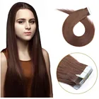 Fast Shipping 8A grade virgin remy real tape Indian hair extensions 0.8cm double side straight PU tape in double drawn hair