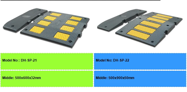 Factory Direct Sale Black & Yellow Industrial Rubber Car Speed Reducing Road Bump