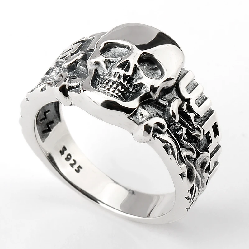 925 Sterling Wholesale Antique Punk Biker Skull S925 Head Gothic Vintage Silver Man Ring
925 Sterling Wholesale Antique Punk Biker Skull S925 Head Gothic Vintage Silver Man Ring