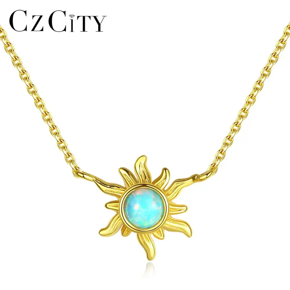 CZCITY Sun Shape Pendant Vintage Opal Necklace for Girls 925 Sterling Silver Jewelry
CZCITY Sun Shape Pendant Vintage Opal Necklace for Girls 925 Sterling Silver Jewelry