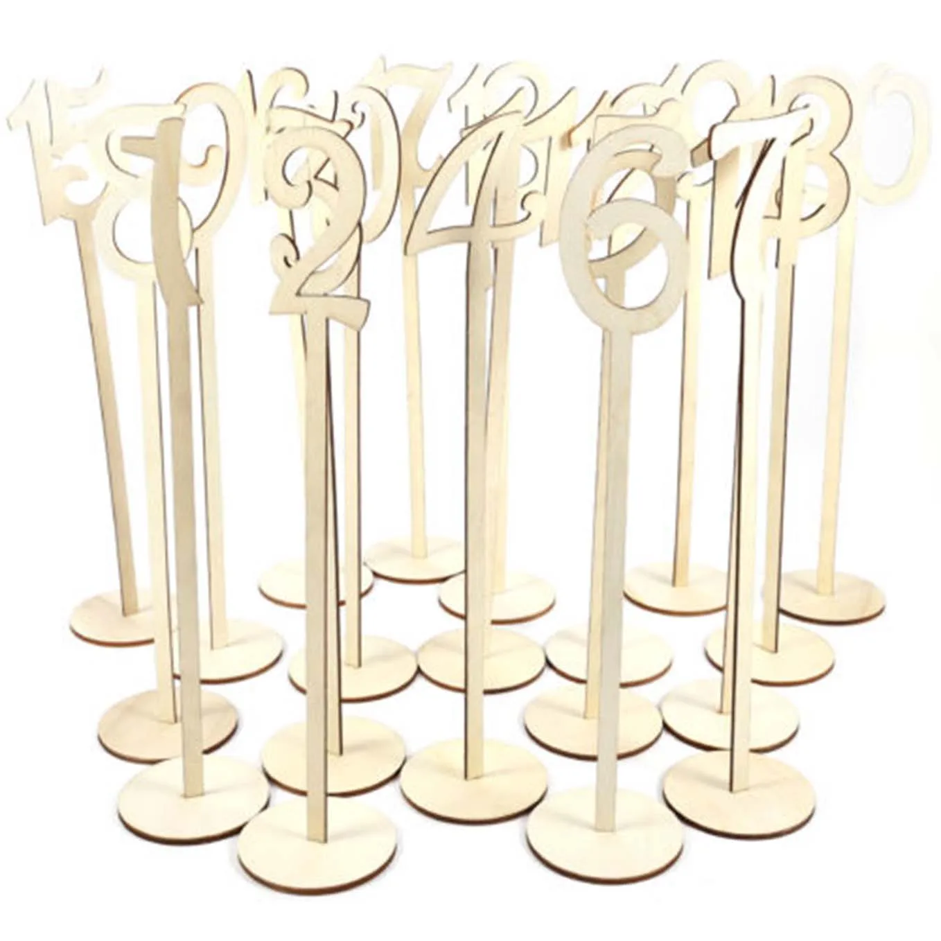 Number 1-20 Seat Card Wooden Wedding Party Supplies Hexagonal Hollow Number Seat Place Holder Table Numbers