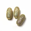 BE121 Wholesale Jewelry Findings Gold Plated Micro Pave Zircon Spacer Bead Findings
