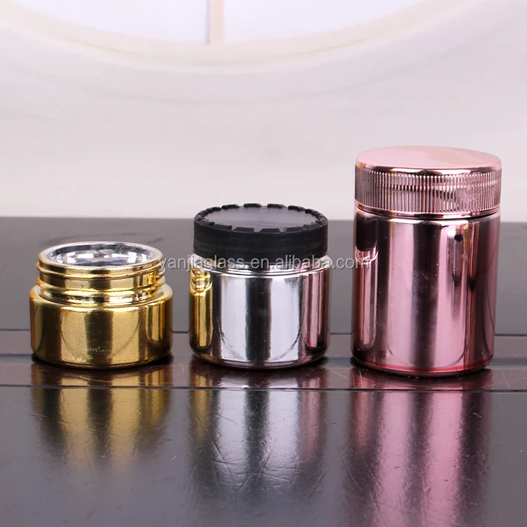 Electroplating 40ml 80ml 90ml 110ml empty child resistant glass storage container jars with lid