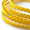 1 meter of 3x2mm Yellow Flat Braided Leather Like Cord