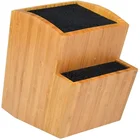 Bamboo Universal Knife Block Extra Large Two-tiered Slotless Wooden Knife Stand