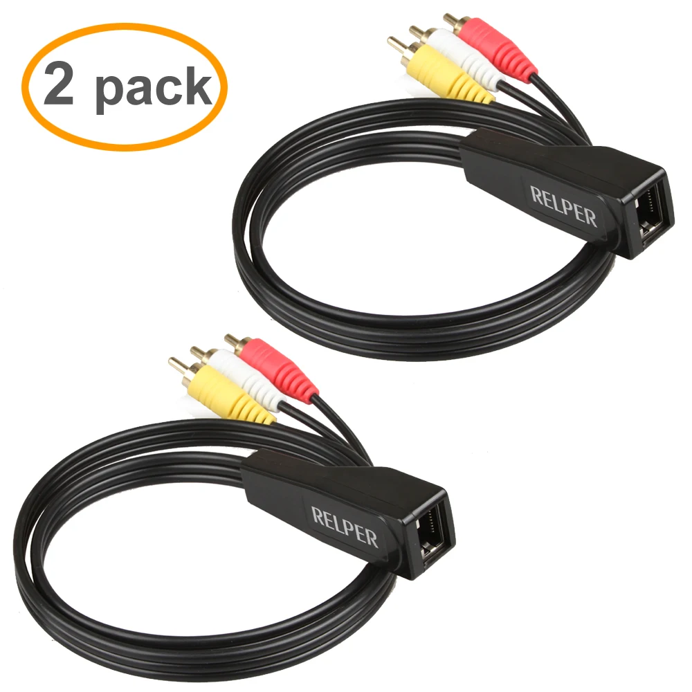 3RCA Extender 2 Pack 3 RCA to RJ45 Balun Component Video and Audio Extender Over Cat5/6 - ANKUX.COM