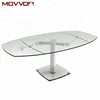 Functional mechanism with lateral extensions for widening and central extension lifting glass dining table