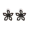 AER-1932402 2019 New Fashion Vintage Gold Ox Plated Flower Design Earrings With Black Diamond Stone Stud Earrings For Women