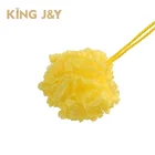Palm Size Synthetic Yellow White Colors Bath Loofah Sponge Bath Washing With Lace