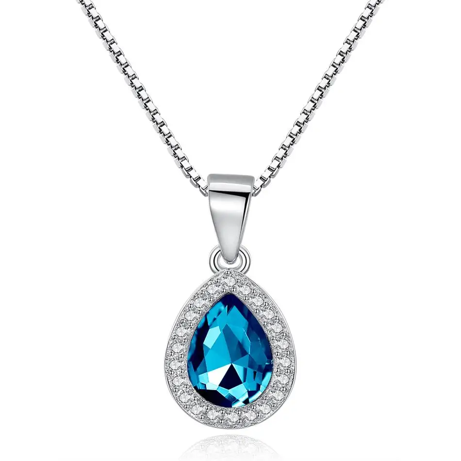 Authentic 925 Sterling Silver Water Drop Necklace Sparkling Blue Crystal Silver Chain Necklaces For Women Fashion Jewelry
Authentic 925 Sterling Silver Water Drop Necklace Sparkling Blue Crystal Silver Chain Necklaces For Women Fashion Jewelry