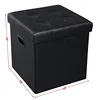 New arrival modern fancy black leather pouf ottoman /storage box