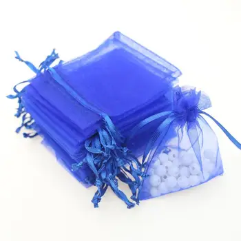 blue wedding gift organza pouch candy bags wholesale
